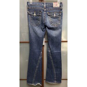 True Religion Jeans JOEY Flare Girls Size 14 Youth Kids Blue Twisted Leg Y2K 90s